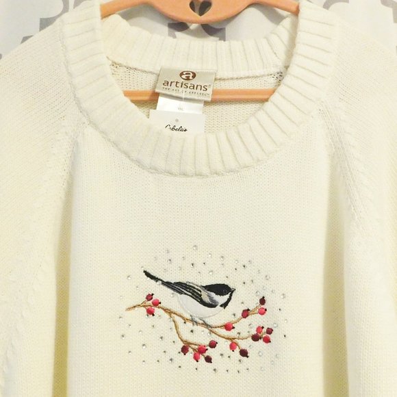 Cabela’s Cream Embroidered Christmas Crew Neck Sweater  - NWT - Picture 2 of 5